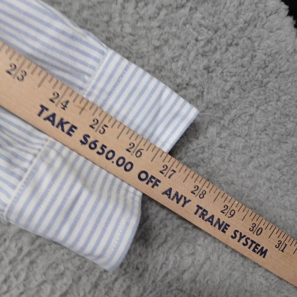 Banana Republic Organic Cotton Shirt Men's XL Blue White Stripe Untucked‎ Fit